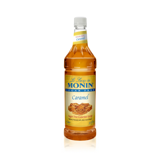 MONIN SUGAR FREE CARAMEL SYRUP - 1L PLASTIC BOTTLE