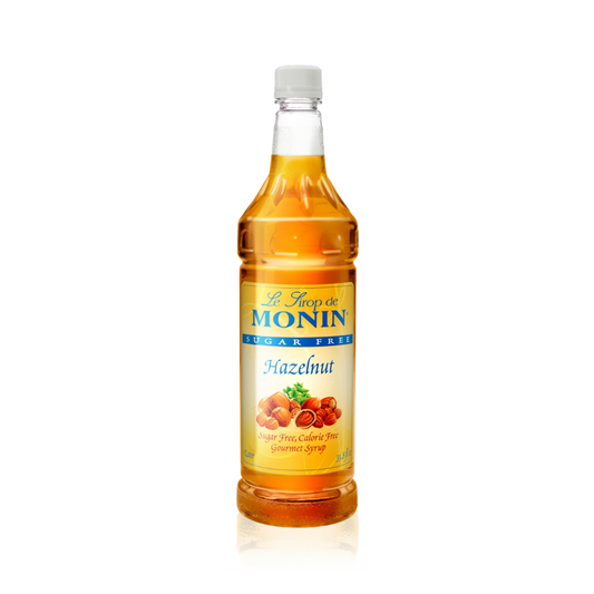 MONIN SUGAR FREE HAZELNUT SYRUP - 1L PLASTIC BOTTLE