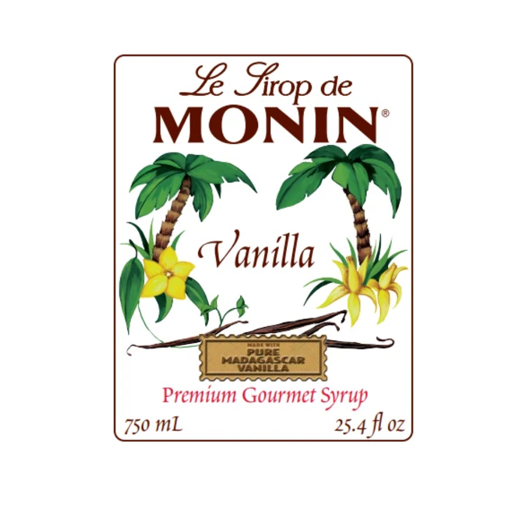MONIN VANILLA SYRUP - 750 ML GLASS BOTTLE